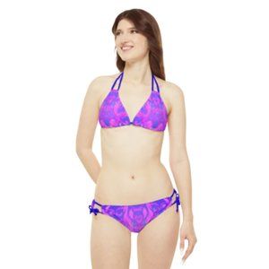 Strappy Purple Vintage Bikini Set (AOP)